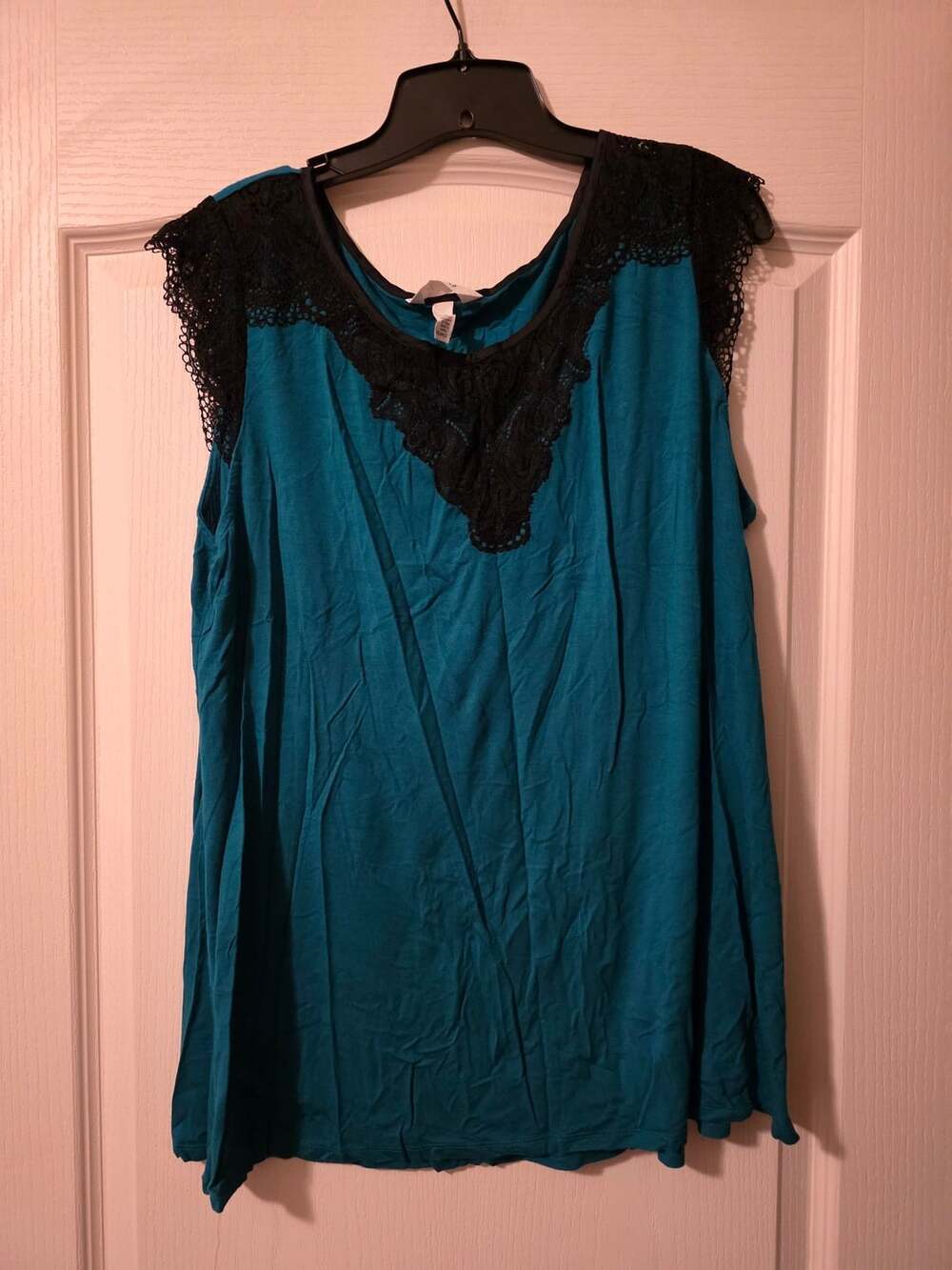 Soma Sleeveless Tank Top Size XL Teal Black Lace